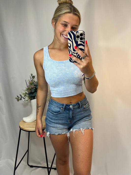 cropped ribbed tank top, women’s seamless ribbed knit cropped tank