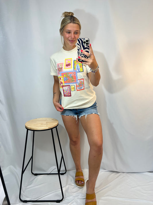 fruit of the spirit tee, women’s Comfort Colors t-shirt with vintage stamps of Galatians 5:22-23 virtues