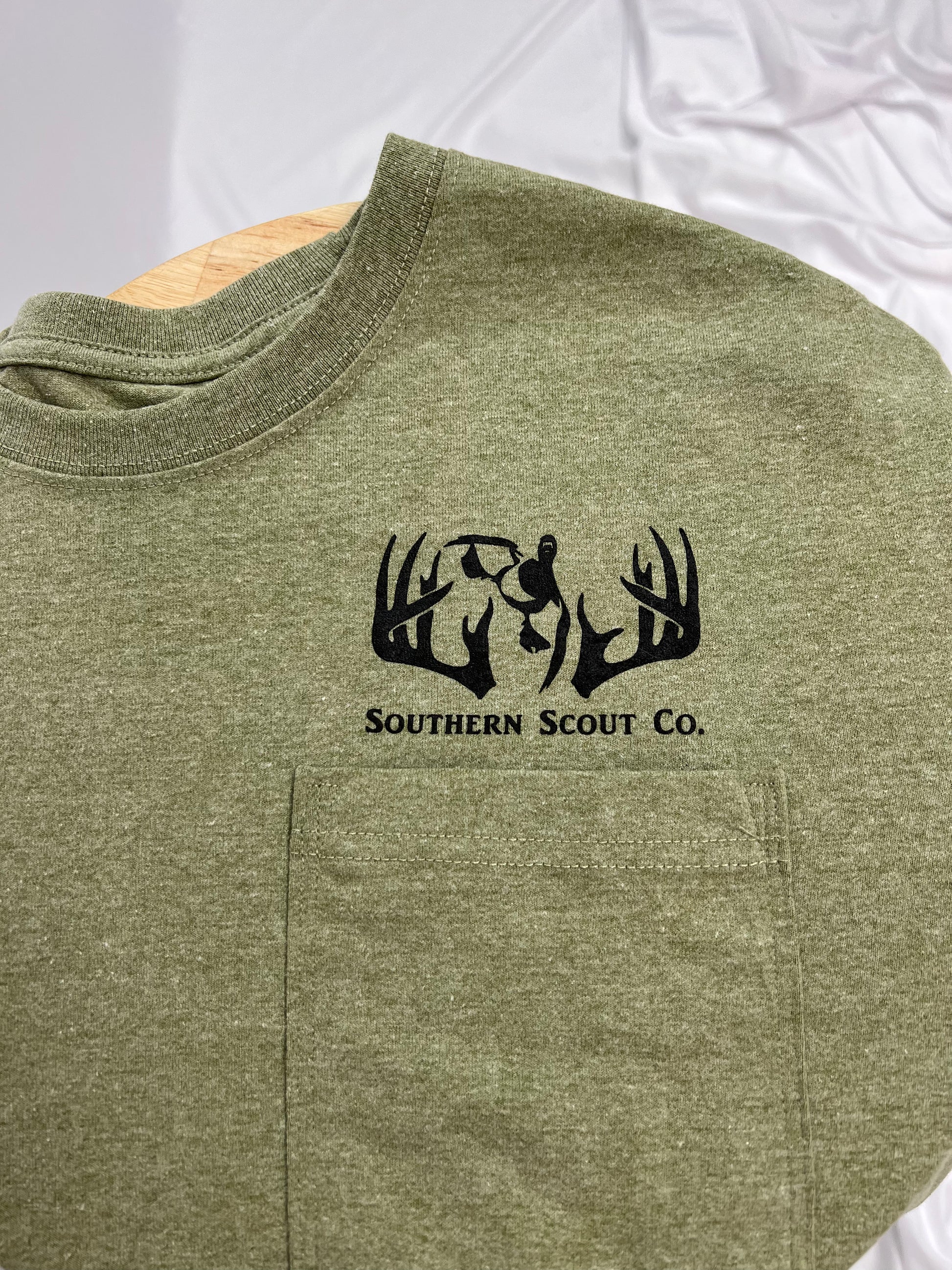 Sage Light Heather S.S.C. short sleeve pocket tee, men's relaxed cotton-poly t-shirt with chest pocket